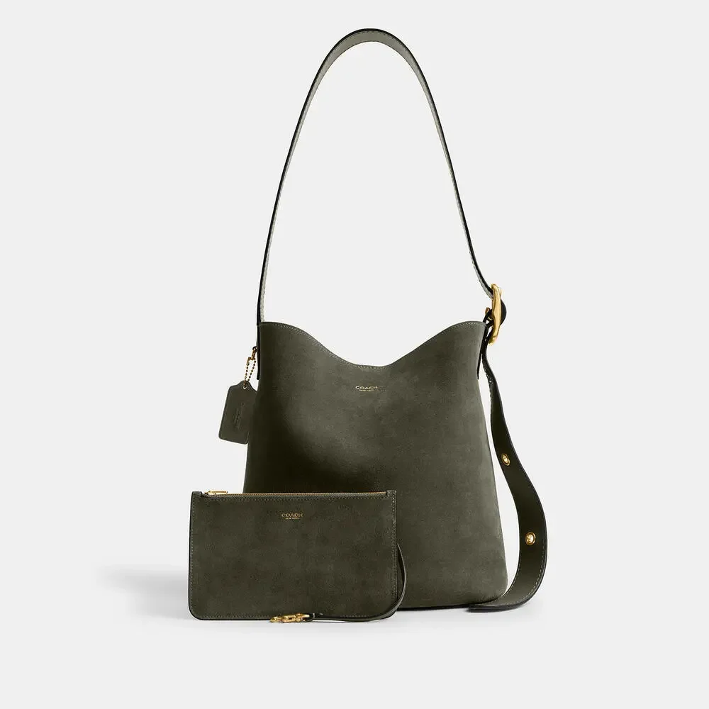 Coach 🆕 Bleecker Bucket Bag olive suede